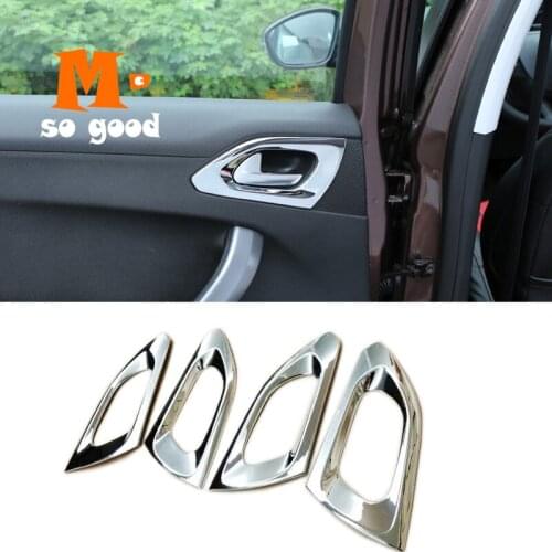 2014 2015 2016 2017 For Peugeot 2008 Accessories Car Armrest inner door Bowl protector frame Panel Cover Trim Styling ABS Chrome