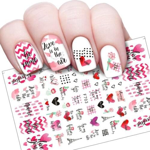 3D Nail Sticker Line Love Heart Slider Nails Art Decoration Wraps Decals Cute Design Adhesive Manicure Tips Stickers Pegatina