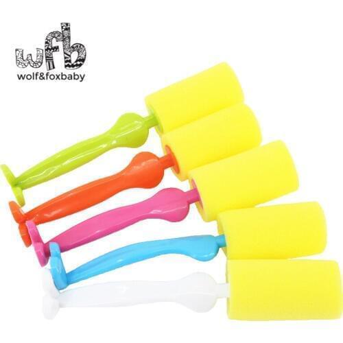 5pcs/lot 5 colors Hand Baby Bottle Brushes Clean Brushes For cups 360 rotate sponge plastic free shipping
