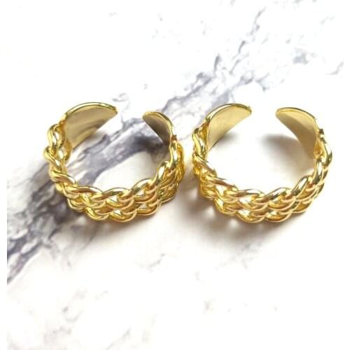5pcs New Metal Gold Color Opening Rings for Women Men Simple Hollow Out High Quality Brass Fashion Jewelry Wedding Accessories Y