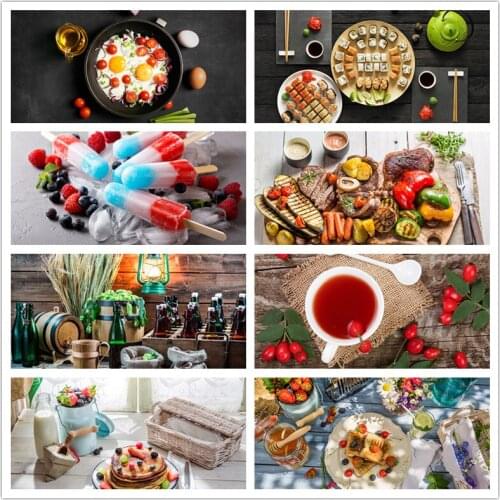 5D Diy Diamond Painting By Number Food Kitchen Decor Diamond Embroidery Vegetables Spices Spoon Crystal Rhinestones Mosaic Kits