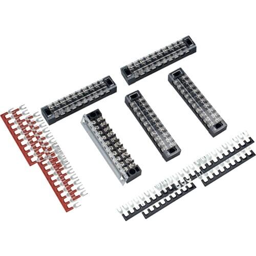 5x Dual Row 10 Position Screw Barrier Terminal Blocks Terminal Barrier Strips