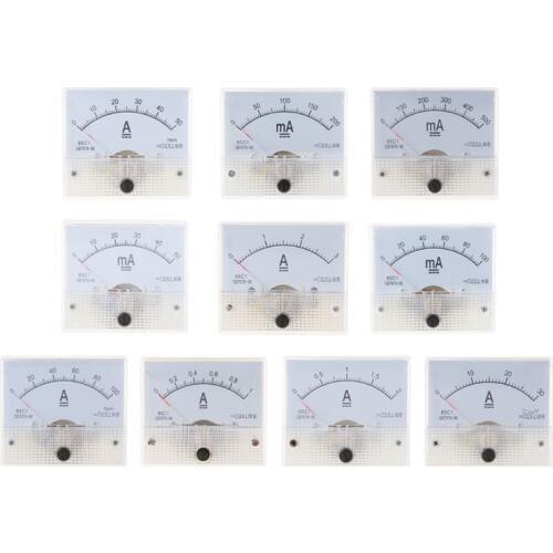85C1 Ammeter DC Analog Current Meter Panel Mechanical Pointer Type 1/2/3/30/50/100A 50/100/200/500mA
