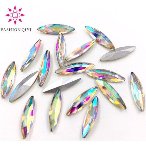 Free shipping 4X15mm Horse eye Glass Crystal White AB pointback rhinestones 50pcs diy nail art/phone/Clothing accessories