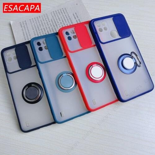 Magnetic Ring Holder Stand Case For OPPO Realme C21 Clear Slide Camera Lens Protection Shockproof Phone Cover For OPPO RMX3201