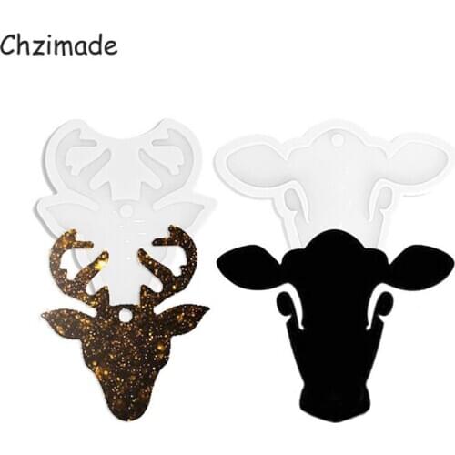 Chzimade Shiny Bull Head Shape Silicone Polymer Clay Mold Keychain Epoxy Resin Cake Pendant Moulds Diy Polymer Clay Tools