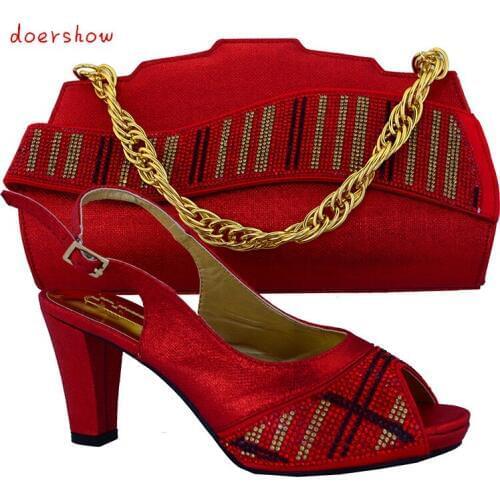 Doershow Italian Shoes With Matching Bags African Women Shoes and Bags Set Free Shipping!HVB1-15