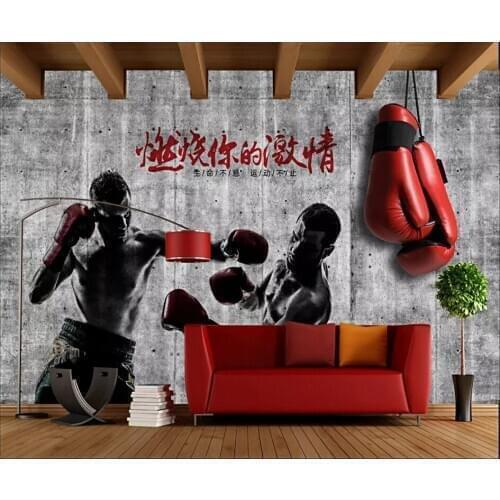 Drop Shipping Custom Wallpaper Mural 3d Retro Vintage Boxing Exercise Gym Health Club Background Wallpaper Decorative Painting