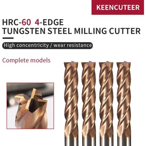 HRC60 4 Flutes End Mill 1mm-20mm Tungsten Steel Straight Shank Milling Cutter CNC Machines Tools Alloy Coating Carbide for Lathe