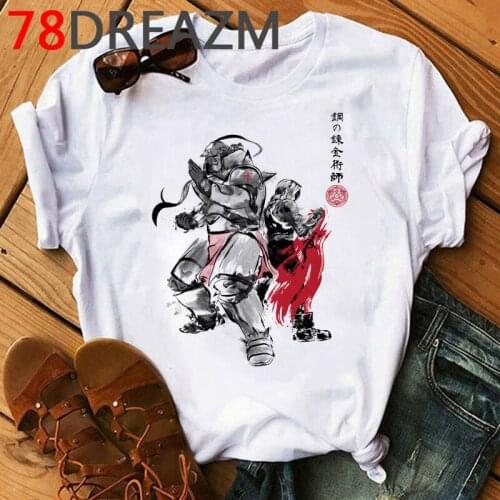 Fullmetal Alchemist T-shirt Men Kawaii Hip Hop Cartoon Tshirt 90s Harajuku Japanese Anime Streetwear Funny Graphic Tees Male