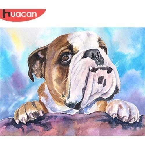HUACAN Diamond Embroidery Dog Full Square Round Drill 5D Diamond Painting Mosaic Animal Craft Kit Home Decoration