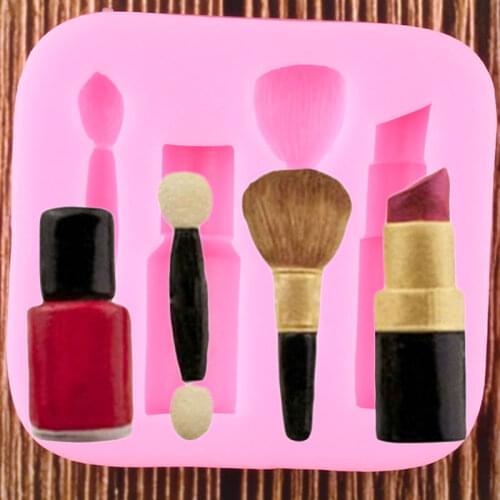 Makeup Tools Lipstick Nail Polish Chocolate Silicone Molds DIY Party Fondant Cake Decorating Tools Candy Polymer Clay Moulds