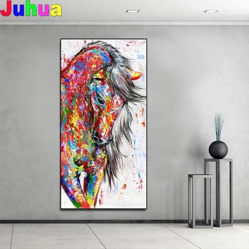 Running horse 5d diamond painting full round square drill animal diamond embroidery mosaic Graffiti picture home decor