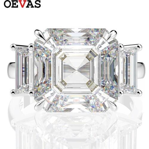 OEVAS Luxury Solid 925 Sterling Silver Created Moissanite Gemstone Wedding Engagement Diamonds Ring Fine Jewelry Gift Wholesale