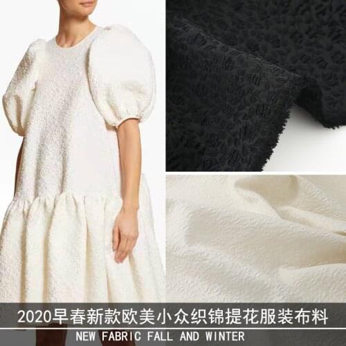 2020 early spring niche clothing yarn-dyed jacquard three-dimensional relief flower skirt autumn and winter handmade fabrics