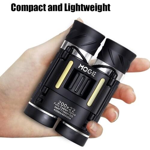 Moge 200x22 Compact Folding Pocket Binoculars with Phone Adapter for Outdoor Camping Hiking Bird Watching Traveling Concerts