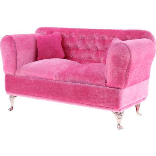 1/6 Scale Dolls Pink Double Couch Long Sofa Model Action Figure Dolls Sofa Furniture Accessories