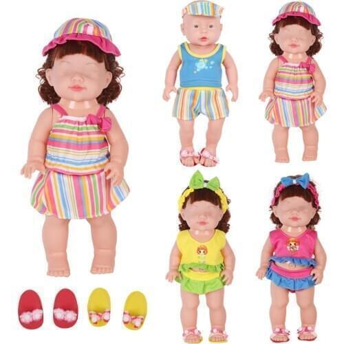 12-13 Inch Boy Girl Doll 4Pcs Swimsuit Suit Slippers Baby Doll Clothes Accessories Fashion Summer Party Outfit Birthday Gift