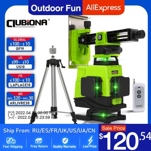 Clubiona IE16 and Tripod German Core Floor and Ceiling Remote Control 4D Green Line Laser Level with 5000mah Li-Ion Battery