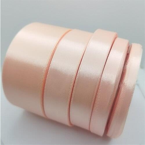 6/10/12/15/20/25/40/50mm Light Peach Ribbons for Crafts Gift Ribbon Satin Solid Ribbon 1Roll x 25 Yards