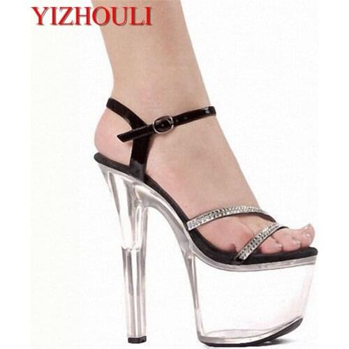 Hot Promotion Sexy 17cm Wedding Shoes Women Pole Dancing 7 Inch Platform High Heels Rhinestone High Heel Shoes