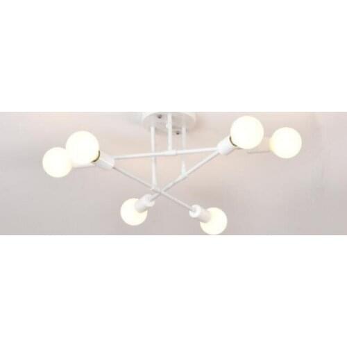New black white living room Chandeliers E27 bulb led Iron Chandelier Simple 6 head lamps led lustre Chandeliers lighting