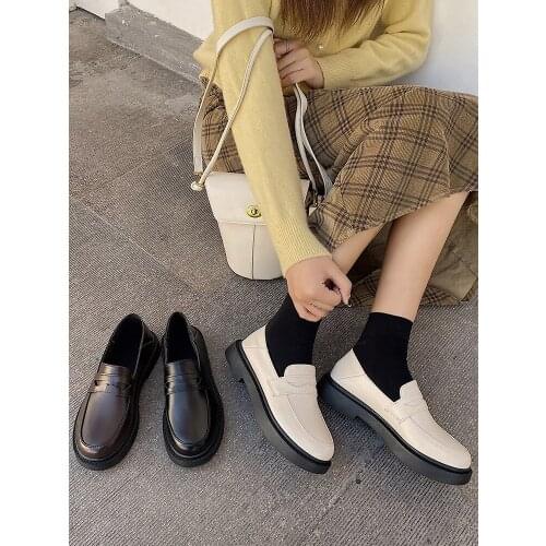 British style small leather shoes female cute Japanese retro 2021 spring new flat-bottomed Le Fu single shoes