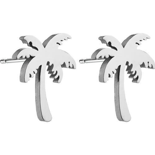 Stainless steel plantain tree earrings small tiny cute earrings Korea version creative landscape tree earrings female gift