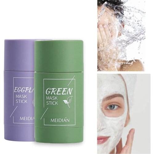 Green Tea Oil Control Eggplant Face Mask Purifying Clay Stick Facial Mask Moisturizing Skin Care Remove Blackhead Mask TSLM1