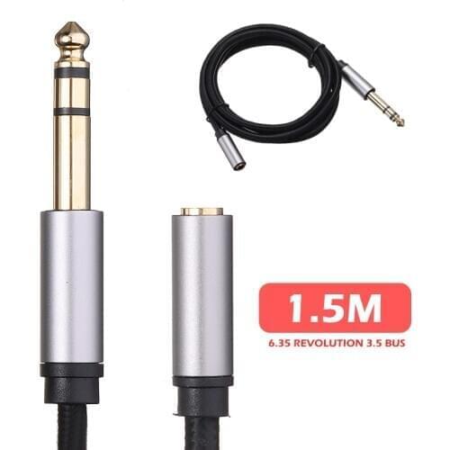 Mayitr 1pc 1.5M Durable 24K Gold-plated Stereo Audio Adapter High Quality 6.35mm Male to 3.5mm Female Converter Cable