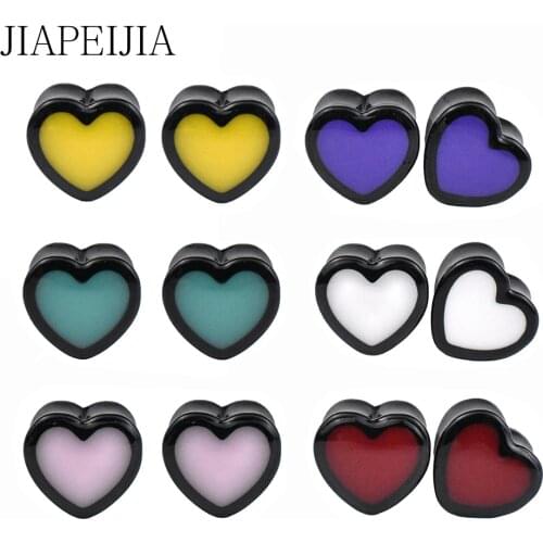 Pure Color Heart Shape Ear Gauges Tunnels and Plug Acrylic Ear Stretching Kit Expander Piercing Earring 6-25mm