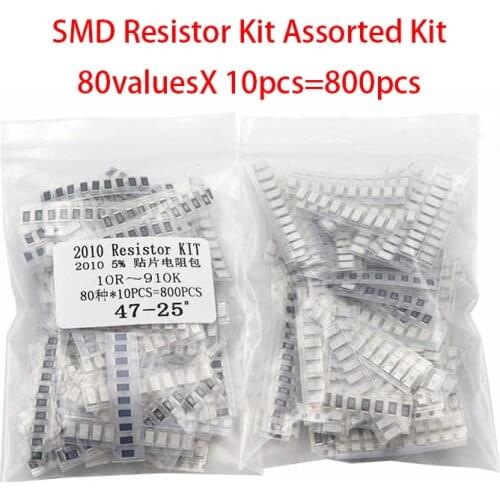 800pcs 2010 SMD Resistor Kit Assorted Kit 1ohm-1M ohm 5% 80valuesX 10pcs=800pcs Sample Kit