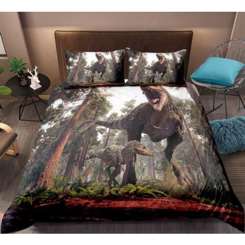 3D Cartoon Dinosaur Bedding Sets Single Printing Duvet Cover Sets Pillowcase AU/US/EU Single/Double/Queen/King Size Bedding Set