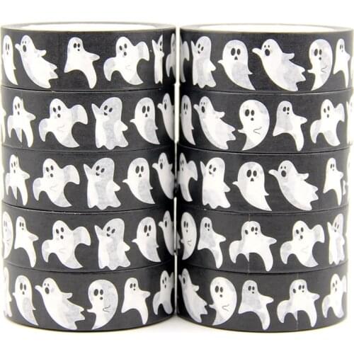 NEW 10pcs/Lot 15MM*10M Halloween White Ghlosts Washi Tape DIY Scrapbooking Paper Photo Album Adhesive Masking Tape
