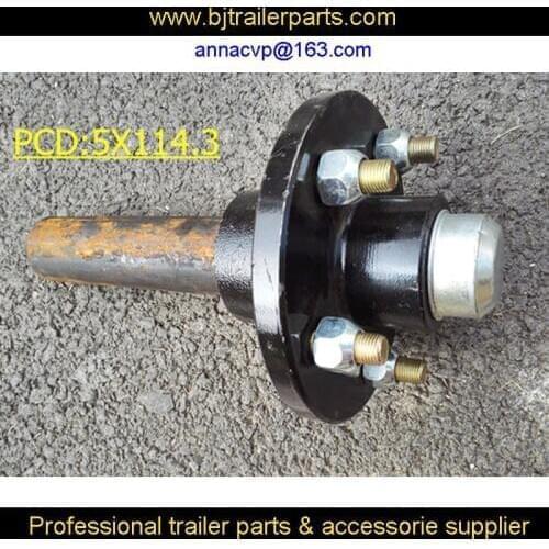 Trailer Stub Axle and Hub 1 ton capacity 5 stud PCD:114.3 , 1 pair