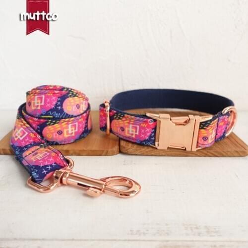 MUTTCO retailing self-design collar THE DEEP GRAFFITI handmade poly satin and nylon dog collar and leash UDC062M