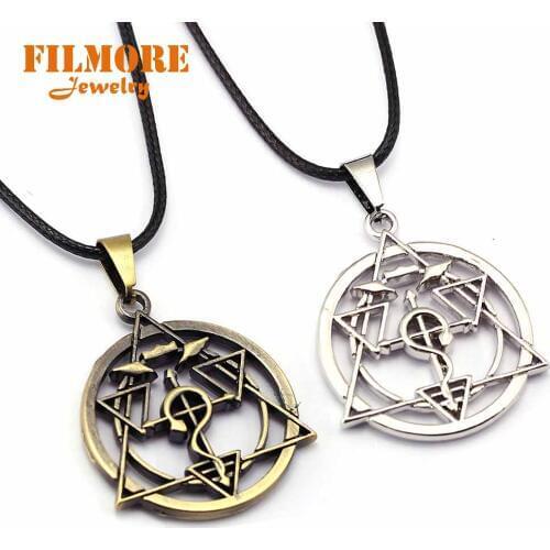 Filmore Anime Vintage Fullmetal Alchemist Edward Rope Chain Pendant Necklace For Women Men Jewelry Colar Statement Necklace