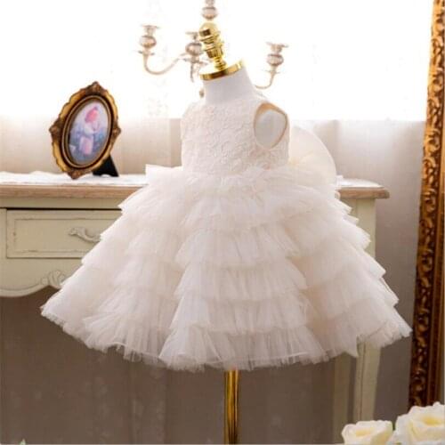 1st Birthday Party Girls Dress Lace Princess Baby Baptism Dress Wedding Party Kids Dresses For Girl Christening Girls Ball Gown