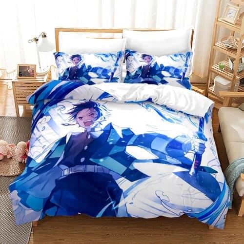 Demon Slayer Bedding Set Single Twin Full Queen King Size Demon Slayer Bed Set Children Kid Bedroom Duvetcover Sets 3D Print 003