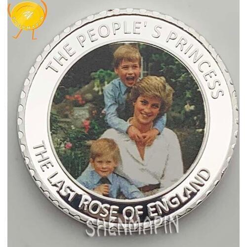 Princess Diana,Prince William and Prince Harry Commemorative Coin The People of Englands Princess Silver Coins Collectibles