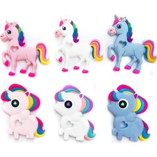 Food Grade Unicorn Silicone Teether Chew Teething Nurse Gift Baby Accessories Silicone BPA Free Mordedor Silicona Baby Teethers