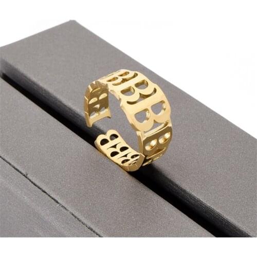 Adjustable B Letter Rings Original Quality Stainless Steel Luxury Fashion Ring for Women Brand Men Jewelry Z001