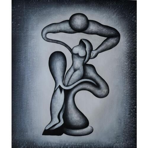 Hand Painted Modern Abstract Oil Painting on Canvas Black and White Nude Canvas Painting Wall Picture Painting for Living Room