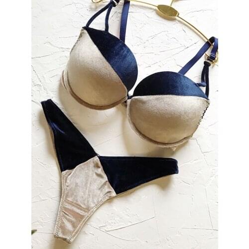 Sexy Bikinis 2020 Push Up Flannel splice Bikini Set Patchwork Thong Bikini Solid Swimsuit Women Swimwear Bandage Beachwear