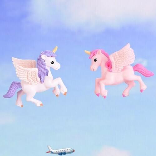 4.2x5.5cm Unicorn Horse Elf Statue Animal Model Figurine Home Ornament Glass Decor Miniature Craft DIY Garden Fairy Decoration