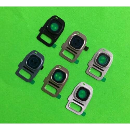 50pcs For Samsung Galaxy S7 G930 / S7 Edge G935 Back Rear Camera Glass Lens Ring Cover Part With Frame Holder Bezel and Adhesive