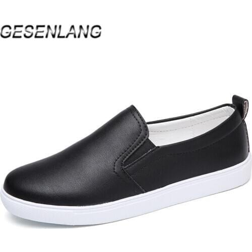 Womens Leather Loafers Casual Walking Shoes Breathable Wearable Sneakers For Women Slip On Work Party Ladies Barefoot Shoes New