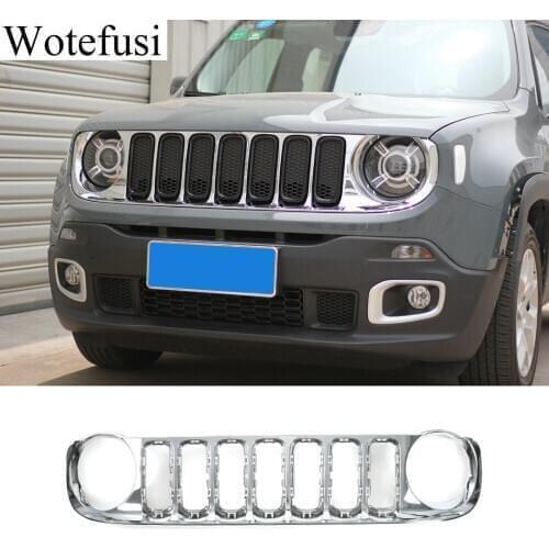 Wotefusi Chrome Front Grille Bezel Grill Cover 1Pcs New For 2016 2017 Jeep Renegade [QPA496]