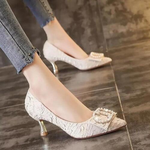 Talon Femme Women Cute Sweet Black Pattern High Heel Shoes Ladies Classic Party Night Club Red High Heel Pumps Cool Shoes G5549