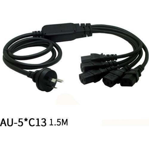 1.5M AU-5*C13 Australia TO C13 Power Extension Cable Cord New Zealand Plug TO IEC320 C13 For Lead Laptop Charger LCD TV